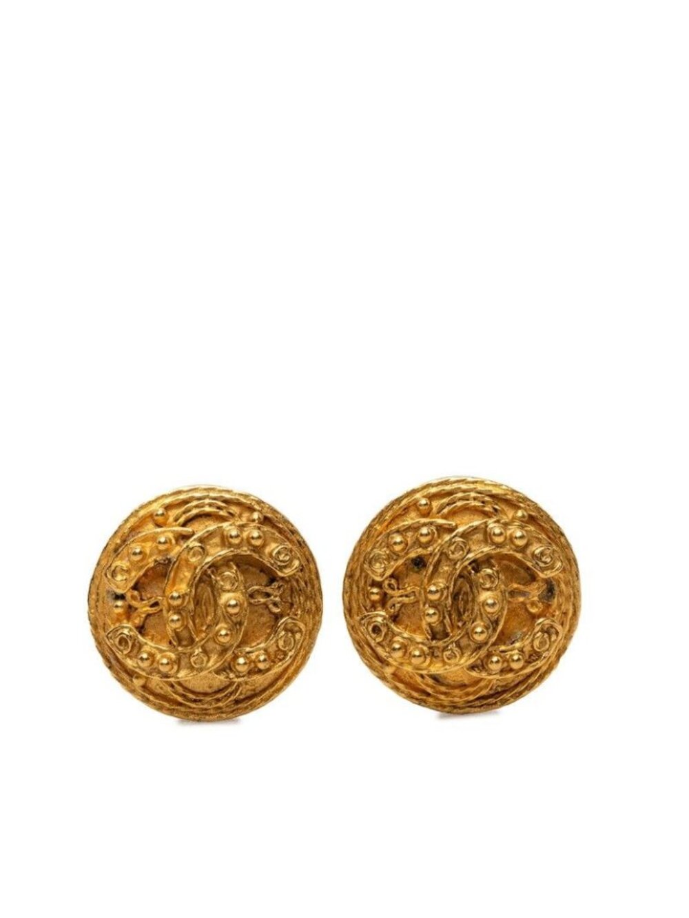 Chanel CC Logo Earrings Gold Plated